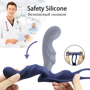 Male Butt Plug Vibrator Prostate Massager Delayed Ejaculation Cock Ring Wearable Anal Sex Toys for Couples 3