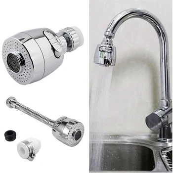 

360° Rotatable Bent Water Saving Tap Aerator Diffuser Faucet Nozzle Filter Stretchable Stainless Steel Plating Extension Faucet