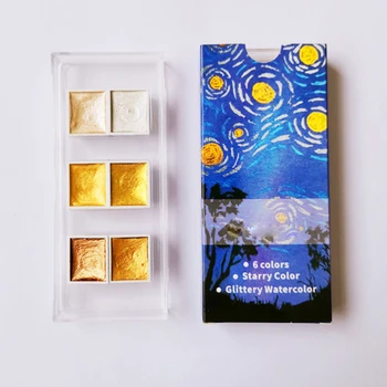 

Student School Solid Pigment Art Supplies Artist Stationery Beginners Drawing Professional Watercolor Paint 6 Colors Portable