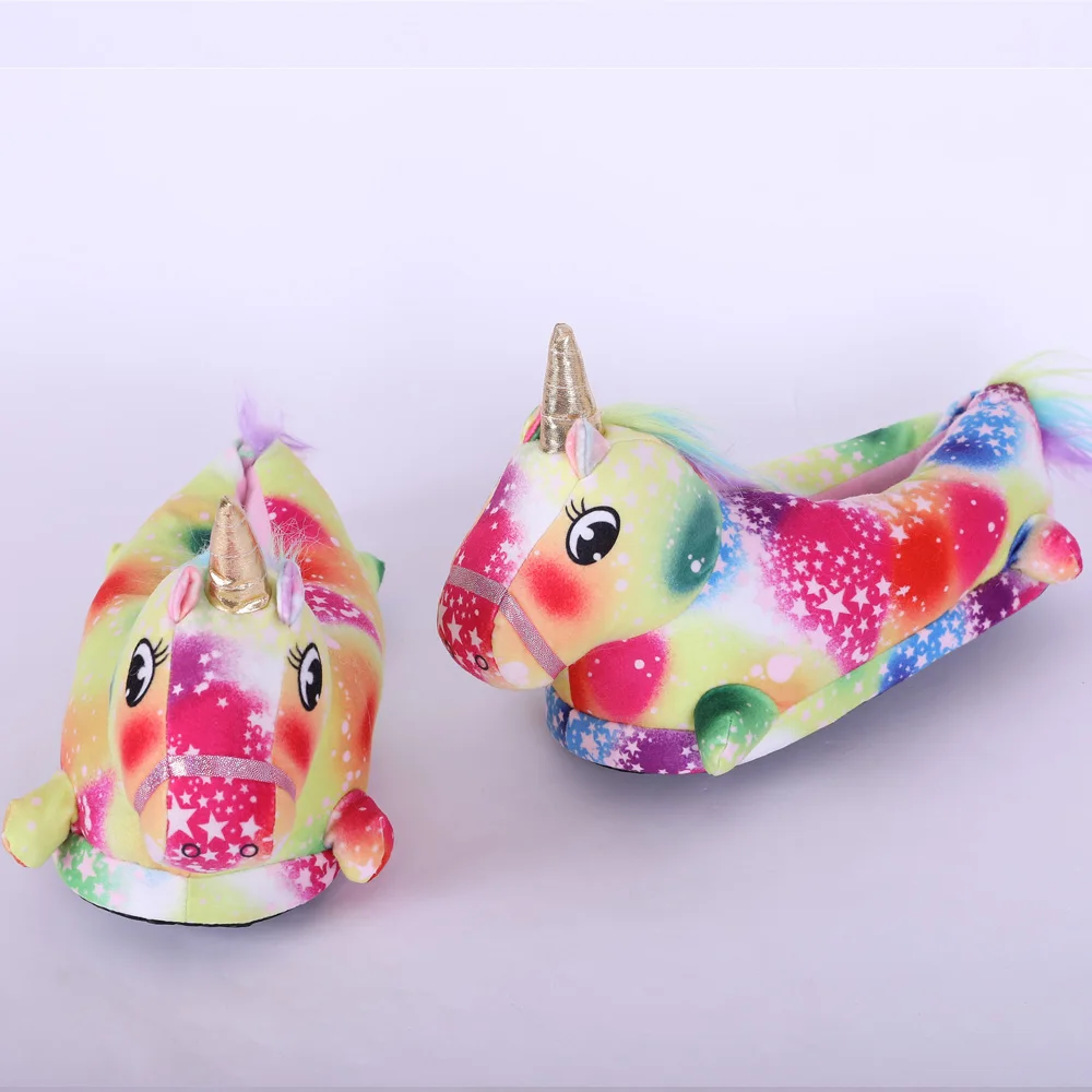 Unicorn Colorful Star and Rainbow Slippers