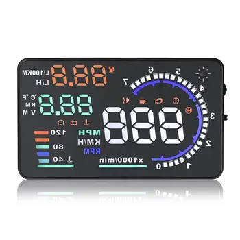 

Auto A8 Universal 5.5 Inch Car HUD Head Up Display OBDII Speed Warning Fuel Consumption Automobile Car Alarm System Plastic