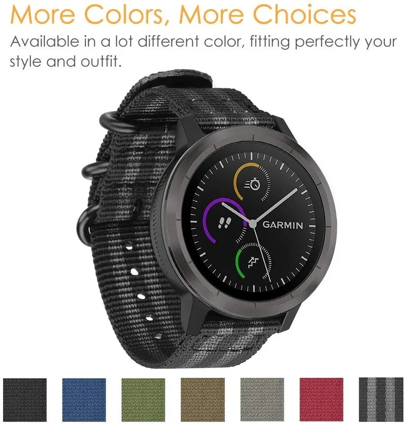 Ремешок для Garmin Vivoactive 3 Музыка/Vivoactive 3/Vivomove HR/Forerunner 245/645 музыка Smartwatch 20 мм Мягкий Нейлоновый манжет полосы