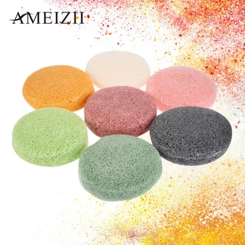 

1Pc Round Shape Konjac Sponge Cosmetic Puff Not Hurt Face Cleaning Sponge Cellulose Compress Makeup Remover Face Wash Flutter