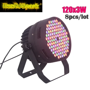 

8pcs/lot high power 120x3W RGBW LED Par64 DJ DMX stage equipment for entertainment stage wash lighting