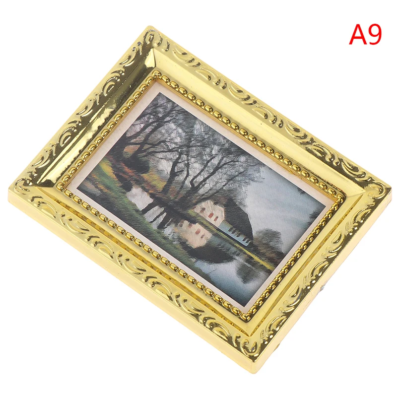 DIY кукольный домик Miniaturas 1:12 квадратная картина маслом для украшения Кукольный домик миниатюры аксессуары для 1:12 Цветочная живопись кукольный домик