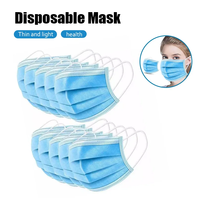 

100pcs Protective Ear Loop Mouth Nose Masks Non Woven Anti Dust Face Mask 3 Layer Disposable Face Mask Lot