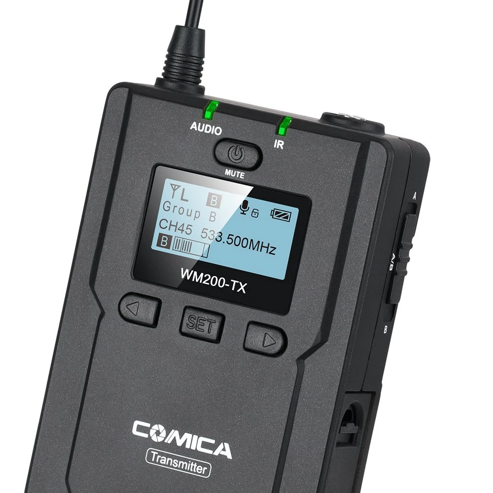 CoMica CVM-WM200TX UHF 96 каналов 120 м рабочее расстояние петличный металлический беспроводной микрофон передатчик для SLR камер