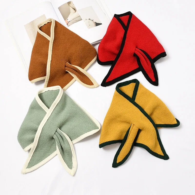 

Knitting Small Scarf Tie for Women Knitted Fake Collars Fashion Scarves Women Shirt Blouse Detachable Lapel Collars Neck Guard