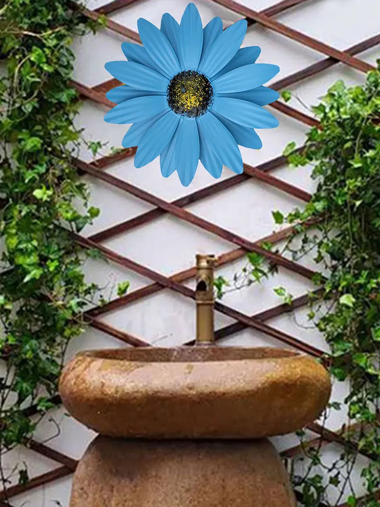 Wrought Iron Daisy Wall Hanging Metal Flower Wall Sculptures Art Decorations For Kitchen Living Room Bedroom Terrace Backyard 2