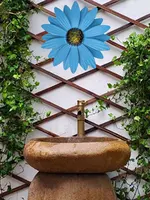 Wrought Iron Daisy Wall Hanging Metal Flower Wall Sculptures Art Decorations For Kitchen Living Room Bedroom Terrace Backyard 2