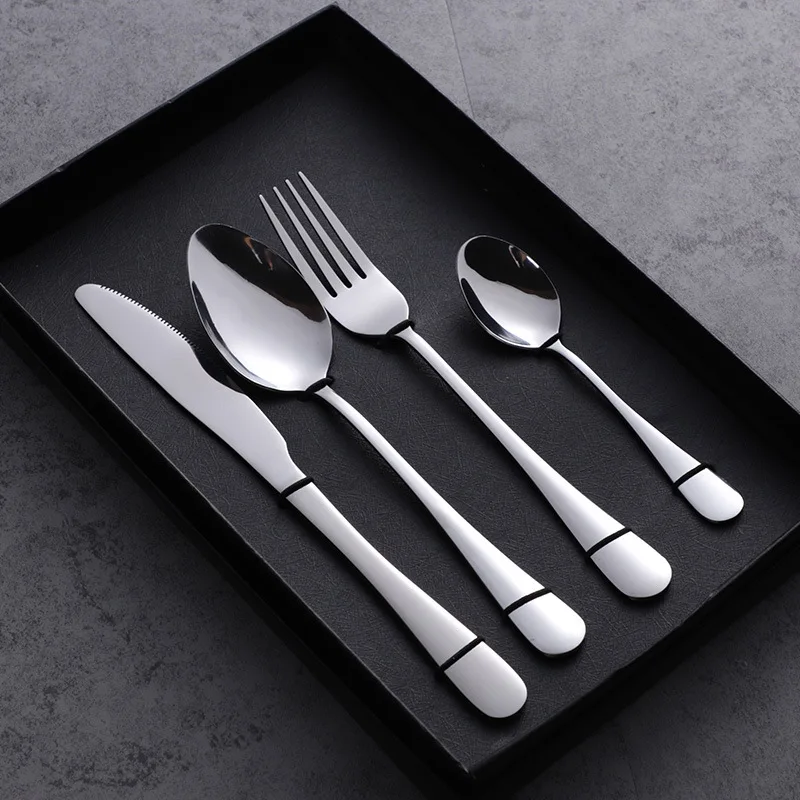 1010 Titanium Stainless Steel Knife, Fork And Spoon Coffee Spoon Tableware Set Top Grade Western Tableware Cross Border for Whol