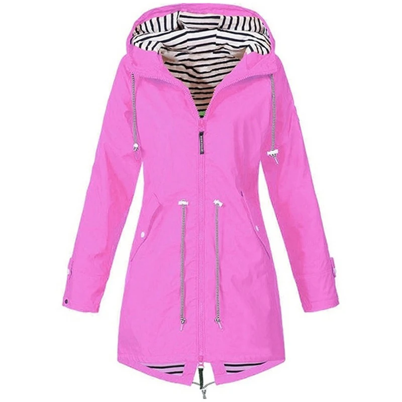 Fashion Women Casual Coat Autumn Winter Ladies Jacket Pocket Zipper Hooded Two Side Outwear Oversize Windbreaker Femme S-5XL