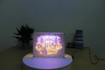 

Paper Light Shadow Paper Carving Lamp Decorative Table Lamp 3D Acrylic Lamp Cinderella Anime Night Light