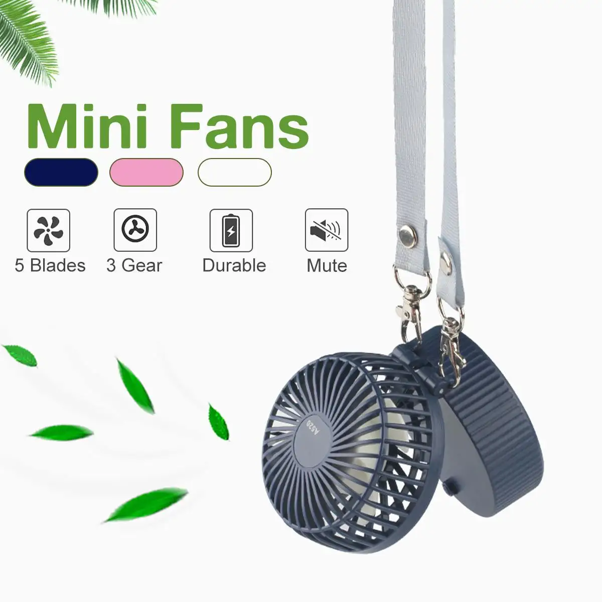 

warmtoo Handheld Fan Portable Mini USB Rechargeable Air Cooler 1200mA for Home Outdoor Travel 3 Speed Adjustable ABS Material