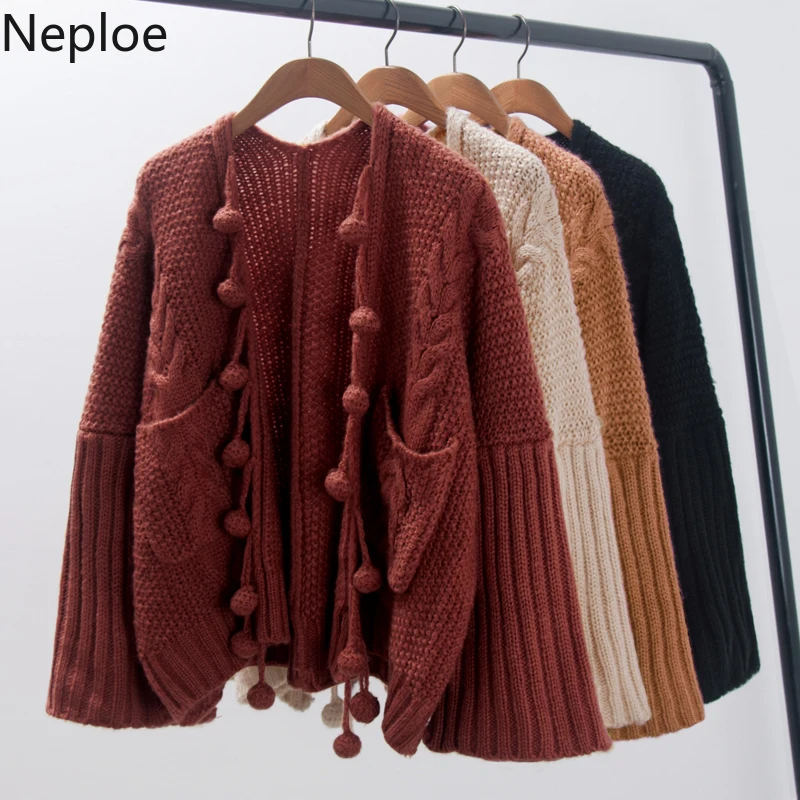 Neploe/корейский свитер с кисточками для волос, свободный свитер, открытый стежок, женские толстые вязаные кардиганы, пальто с бахромой, большие размеры, пуловеры, 54757