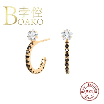 

BOAKO Earrings Dangle 925 Sterling Silver Heart Earrings For Women Couple Piercing Jewelry Zircon Lurury Diamond #J8