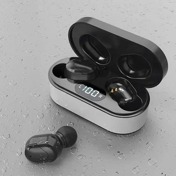 

JS1 Bluetooth 5.0 Wireless Earphone LED Power Digital Display Stereo Automatic Pairing Waterproof Headset with Charging Earbuds