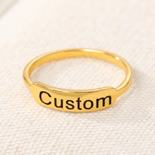 Personalized Couple Wedding Ring Gold Silver Stainless Steel Engraved Initials Rings For Women Custom Jewelry Anniversary Gifts