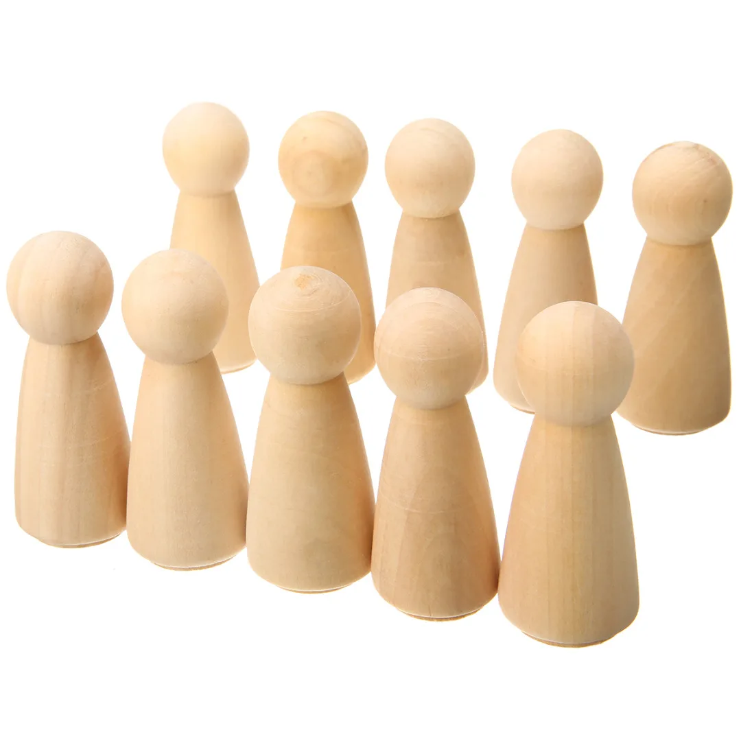 10pcs Wooden Peg People Nesting Set Peg Dolls Crafts Acorn/Boy/Christmas Tree/Girl/Snowman DIY Toy Home Decoration
