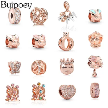 

Buipoey 2pcs Dragonfly Butterfly Charm Fit Pandora Bracelet Bangle Flower Pendant Necklace Fine Beaded Bracelet Jewelry Gift