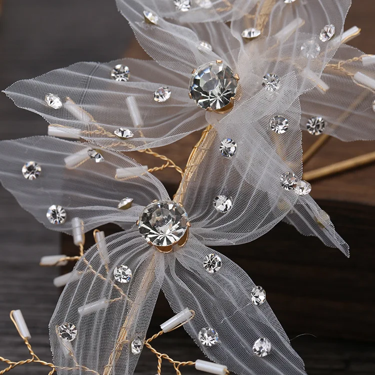 Beautiful Silk Yarn Flower dreamy Earrings Exterior Style headband Wedding hair accessories for bride