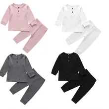 Осенне-зимняя одежда для новорожденных мальчиков и девочек, трикотажные хлопковые топы, футболки, брюки, одежда для маленьких мальчиков и девочек