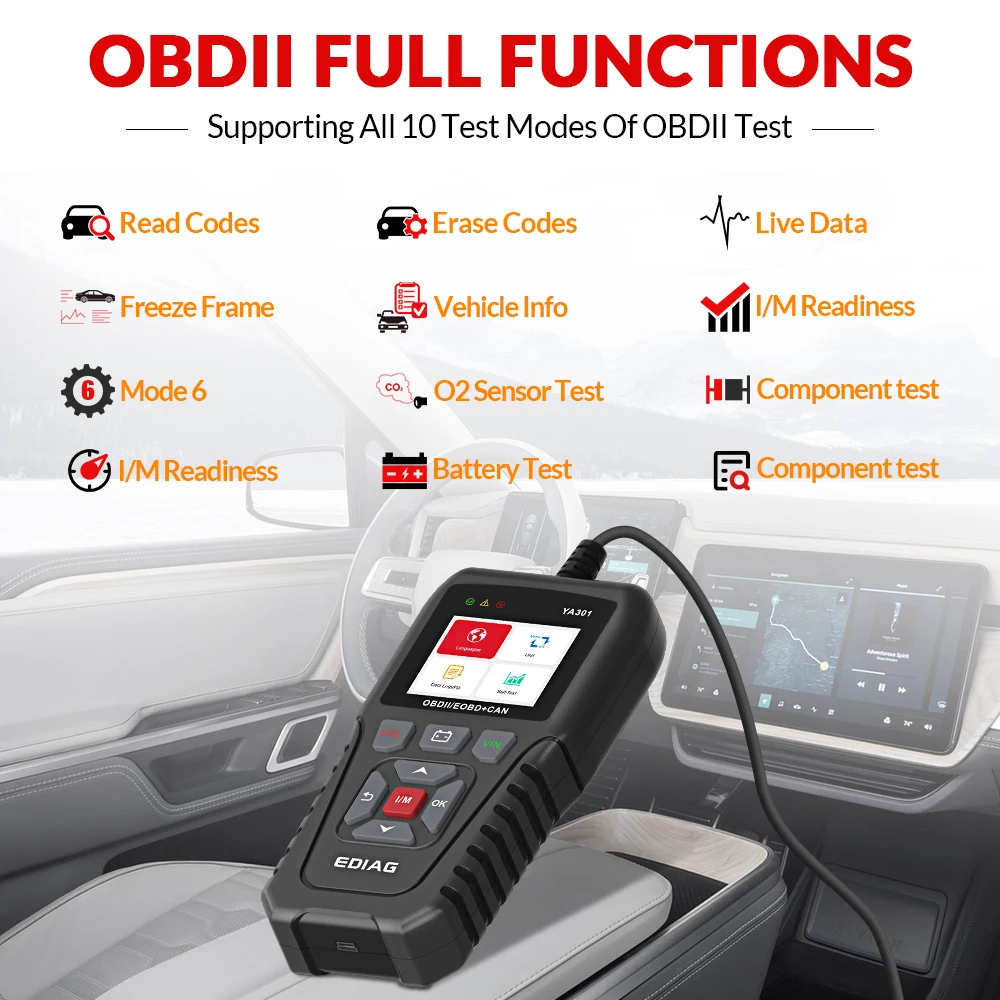 Ediag YA301 OBDII/EOBD считыватель кодов реальное 16pin USB обновление с функцией обнаружения
