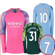 Футбольная Футболка с длинным рукавом с изображением Иисуса Де Брюйне KUN AGUERO MAHREZ SANE man city 1920 футбольная рубашка dhl