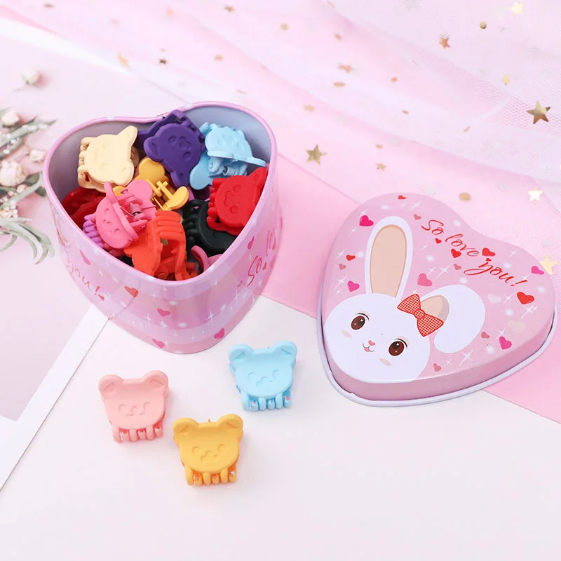 15Pcs/Box Girls Children Cartoon Flower Mini Claw Hair Clips Candy Color Mixed Color Hairpins Adult Kids Hair Accessories Boxed