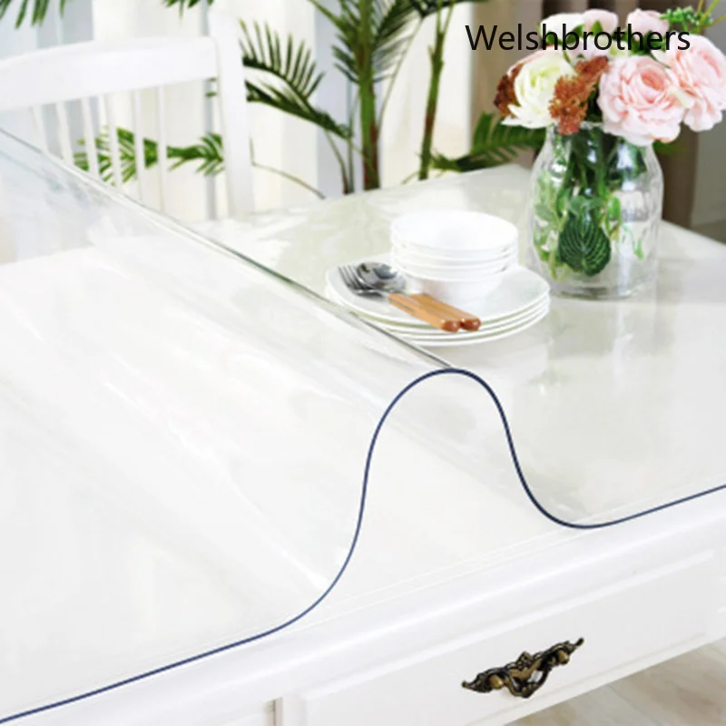 

Kitchen Table Mat 1.0mm Rectangular Tablecloth Waterproof Oilproof Tablecloth PVC Tablecloth Crystal Glass Soft Tablecloth