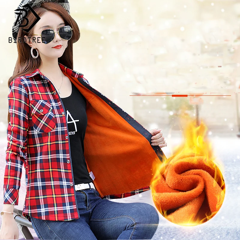2019 Вельветовая плотная теплая Новая женская рубашка в клетку топы с длинными