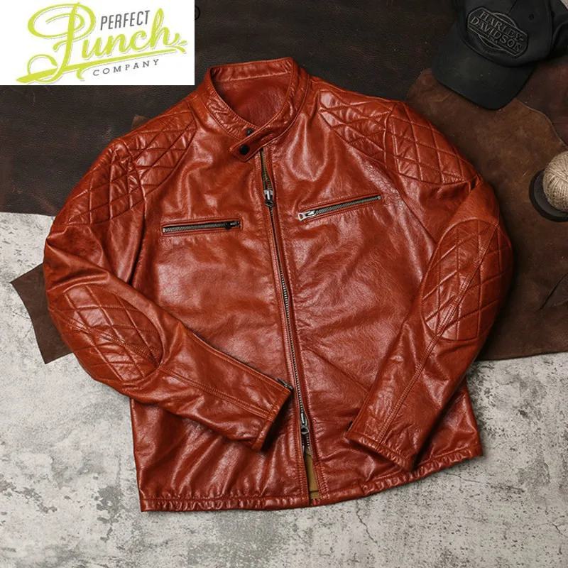 

Куртка мужская демисезонная из натуральной воловьей кожи, мотоциклетный пиджак