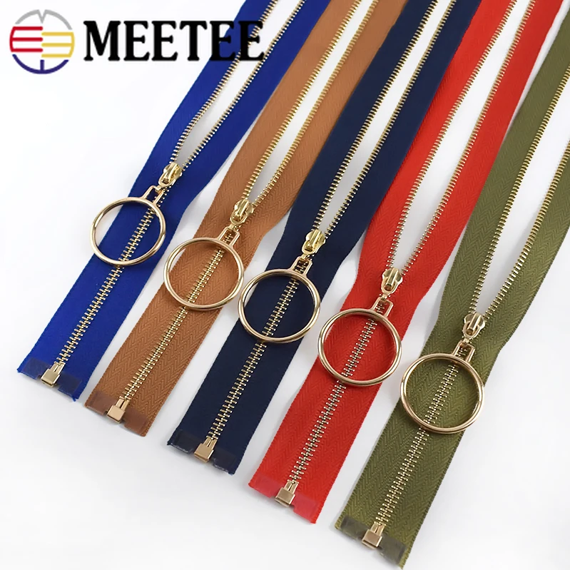 2/5pcs Meetee 3 40/50/60/70cm Metal Zippers Open end Zip Closure for