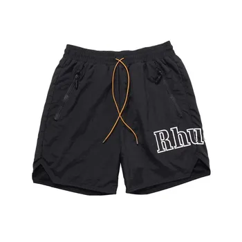

Comfortable Mesh Rhude Shorts 1:1 Best-Quality Casual Drawstring Zipper Pocket Side Letters Logo Printing Rhude Beach Shorts