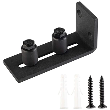 

Barn Door Sliding Door Hanging Rail Anti-Sway Device Black Adjustable Hardware Floor Guide Roller