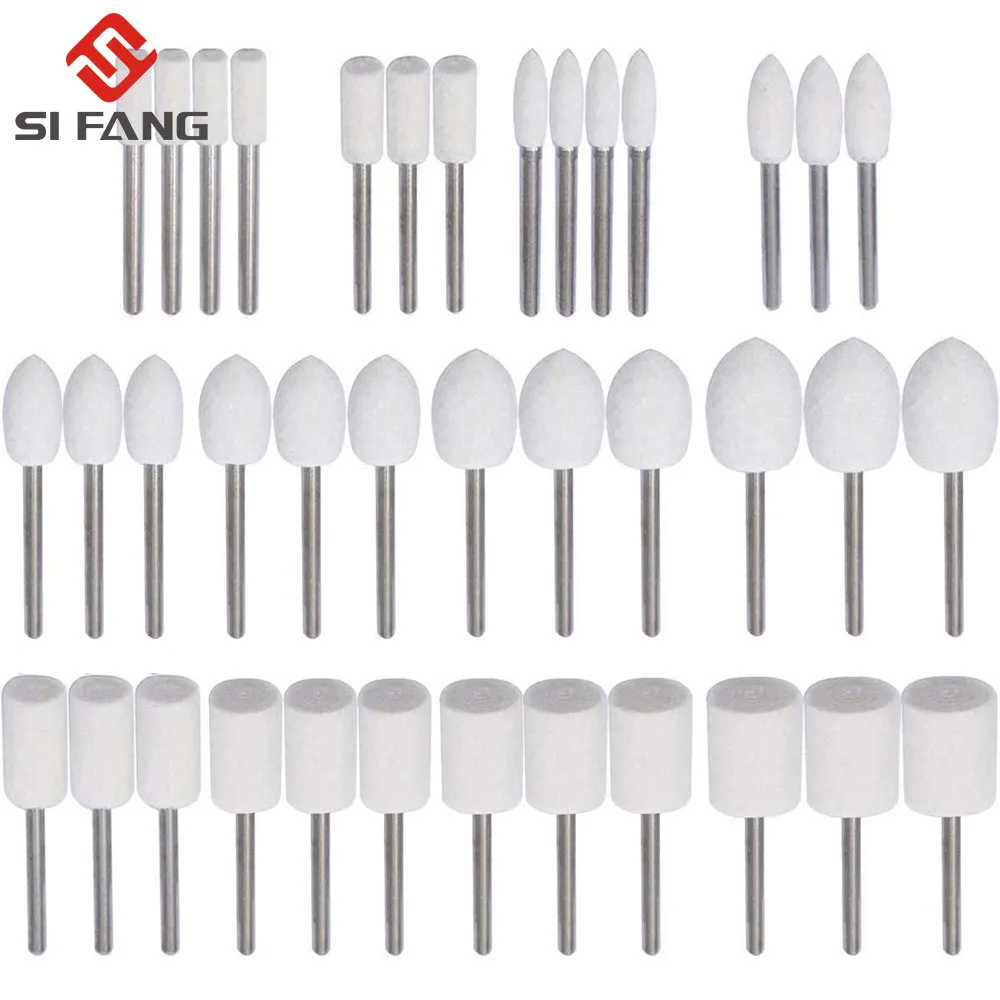 3 mm Schaft Wollfilz montiert Polieren Polierscheibe Außendurchmesser 3–20 mm Schleifkopf für Dremel Bohrer Drehwerkzeug 10 Stück – Detail 1