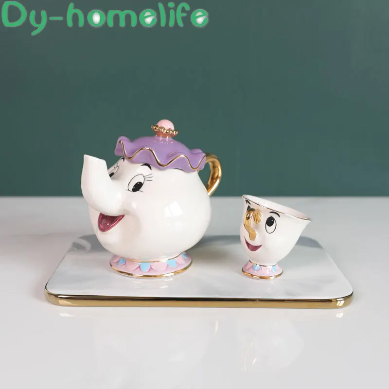 

Ceramics Coffee Tea Set Cartoons Beauty and The Beast Bone China Pot Cup Water Ware Home Kitchen Decoration Drinkware