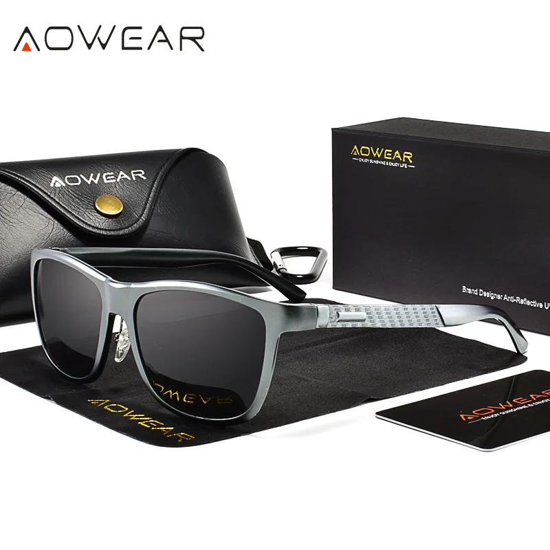 Square Polarized Sunglasses For Men Retro Aluminium Shades_voghion.com