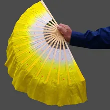 1 пара настоящий Шелковый веер вуаль половина круга китайский Шелковый Танец бамбуковый вентилятор 41 см народный танец реквизит Девушки Женщины представление шоу