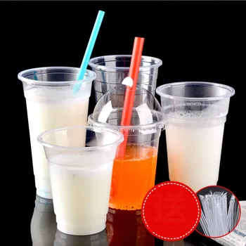 

Transparent plastic cup disposable drink cups tea cup thickened without a cover 100pcs