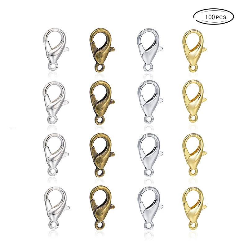 100Pcs Silver Color Gold 8*12mm Zinc Alloy Claw Lobster Clasp Connector Hook For DIY Bracelets Necklace Chain |