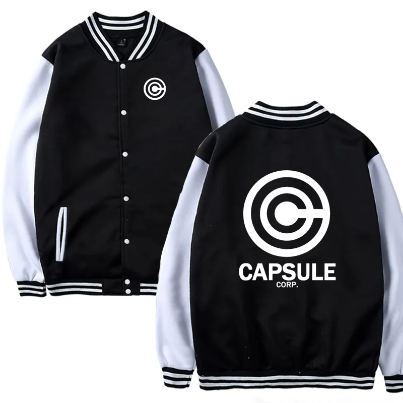 

Anime Dragon Ball Baseball uniform Men CAPSULE CORP printed Sweatshirts Warm Harajuku Hip Hop Slim Fit Mens Baseball Jacket