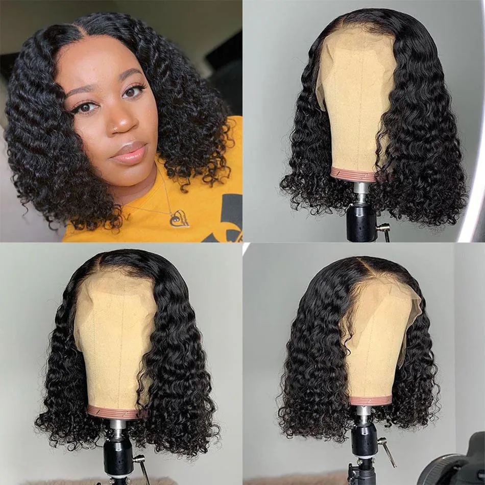 Brazilian-Curly-Lace-Front-Human-Hair-Wigs-Short-Bob-Wig-With-Preplucked-Hairline-For-Black-Women