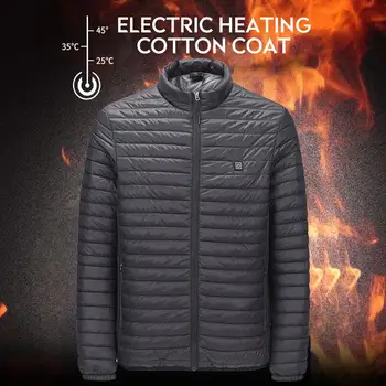 

USB Heated Coat Electric Vest Heated Skiing Intelligent Temperature Ajustable Zipper Waterproof Heating Jacket Windproof Pocket