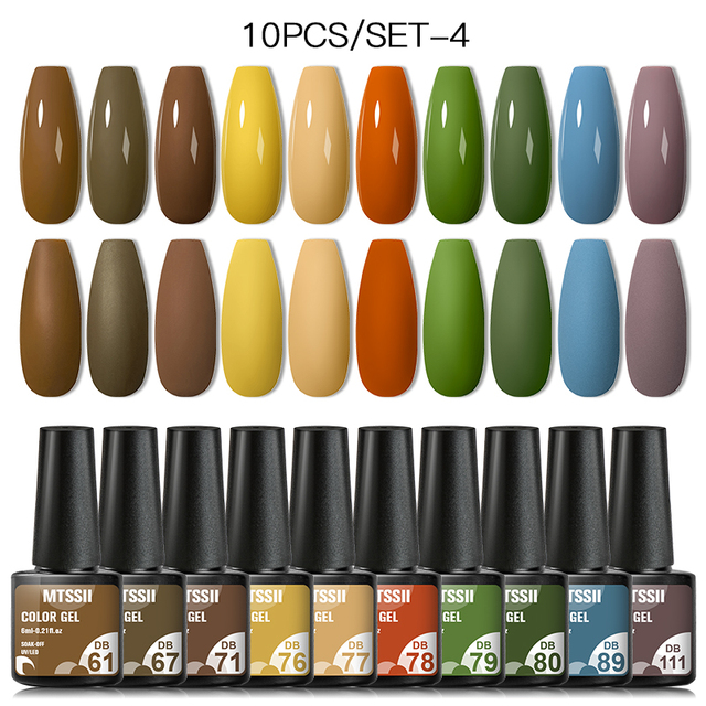 10pcs Gel Nail Polish Set Pure Color UV Gel Nails Long Lasting Gel Soak Off Gel Polish Base Gel No Wipe Top Coat
