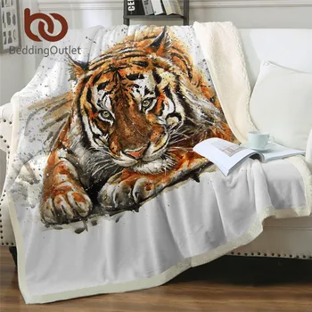 

BeddingOutlet Tiger Sherpa Fleece Blanket Watercolor White Soft Blanket Wild Animal Bed Blanket Blue Night Sky Galaxy cubre cama