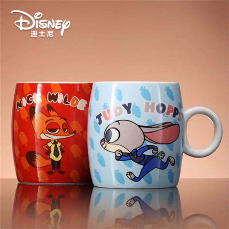 

Disney Porcelain Mug Cute Children's Mug with Lid Spoon Cartoon Mug Zootopia 300ml Water Cup