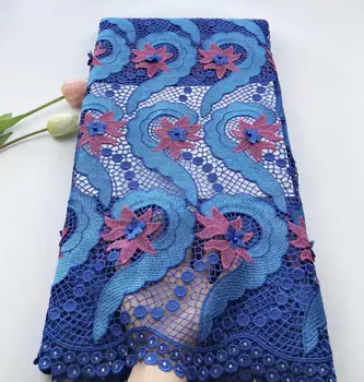 

3D flowers design fashion guipure lace fabric 5yards african double colour water soluble lace fabric for dress HSNO291