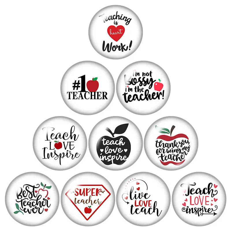 Teach Love inspire Love teacher 10 шт. Смешанные 12 мм/18 мм/20 мм/25 мм круглые фото demo стекло кабошон плоское основание делая результаты