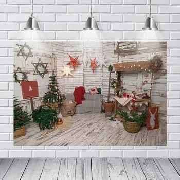 

Winter Christmas Photography Backdrop Xmas Snow Cottage Decorations Background Photobooth Banner Photo Studio Props